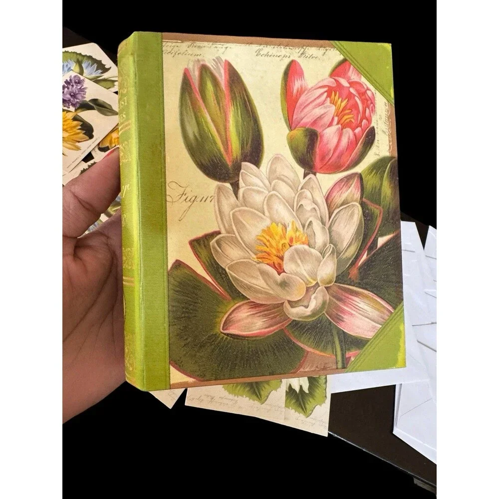 VTG 2006 Michel Design Works 14 Cards - 12 Envelopes Storage Box Water Lilies